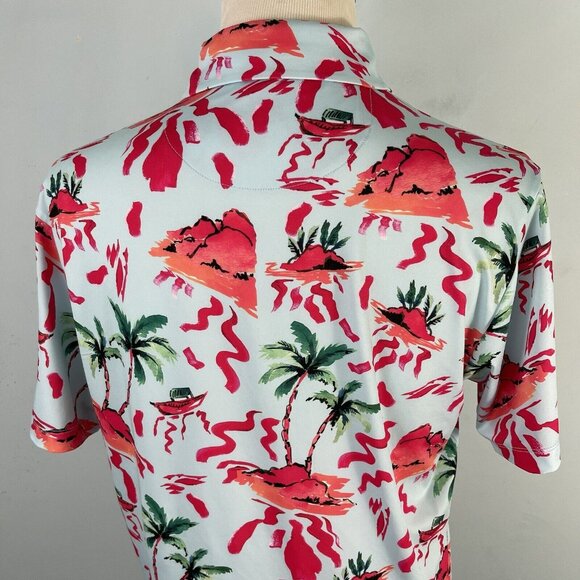 Bad Birdie Men's L Short Sleeves Golf Polo Shirt Hawaiian Tropical Print - Picture 5 of 14
